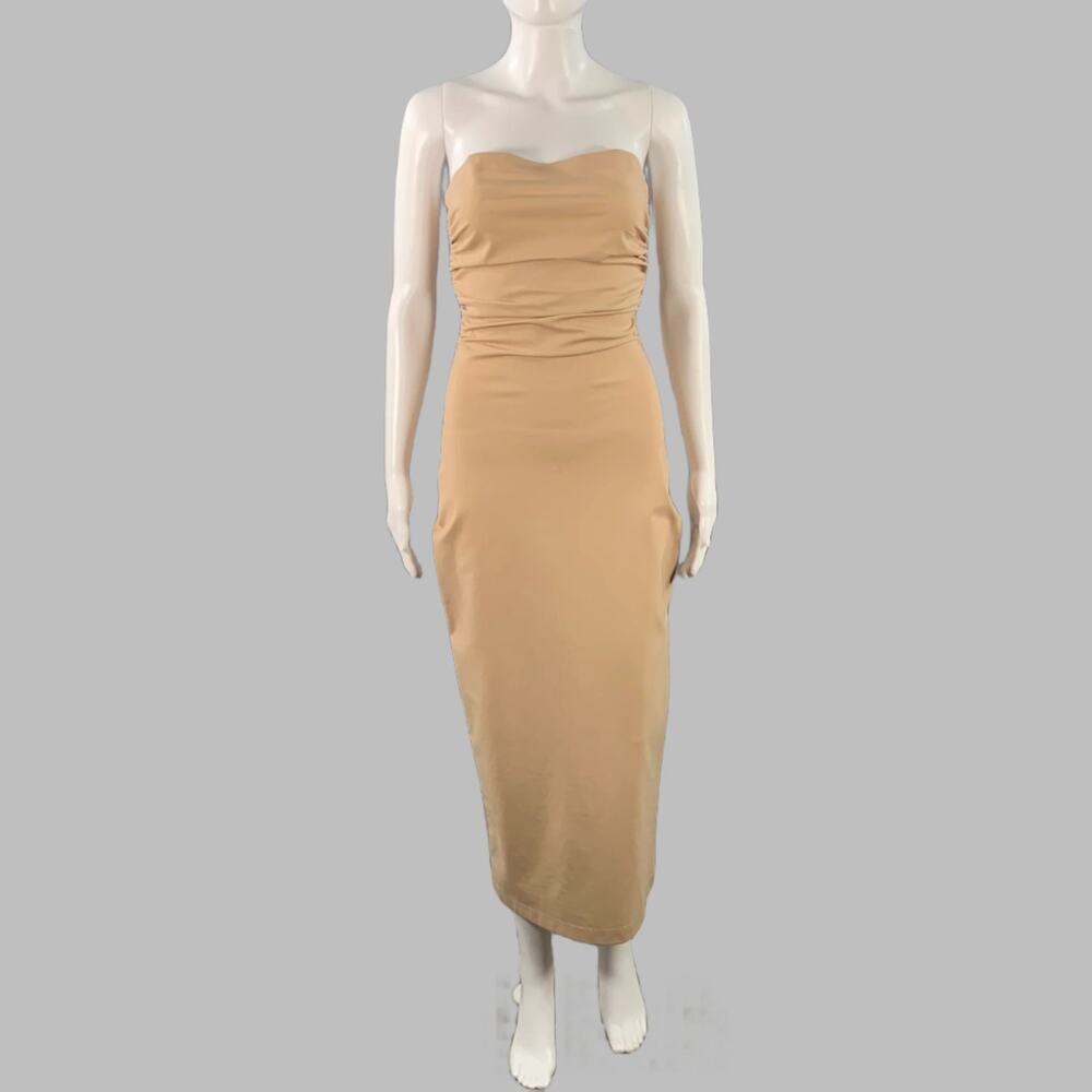 SS23 1990 Re-issue Size 6 Beige Viscose Blend Strapless Crop Top Dress Set - Picture 6 of 10